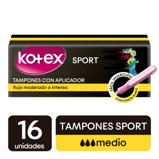 Tampones Kotex Sport Medio Con Aplicador 16U