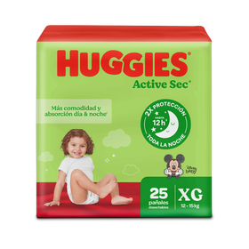 Pañales Huggies Active Sec TallaXG,  25 Uds.