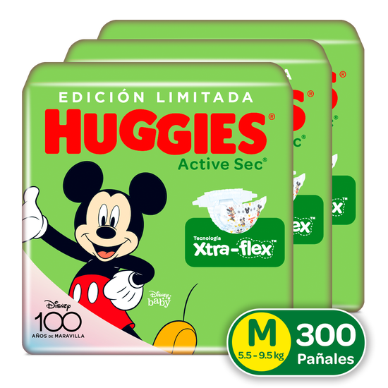 Combo Pañales Huggies Active Sec  Etapa  2/M 300uds (Edición Limitada)