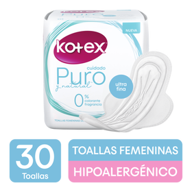 Toallas Femeninas Kotex Puro y Natural 30U