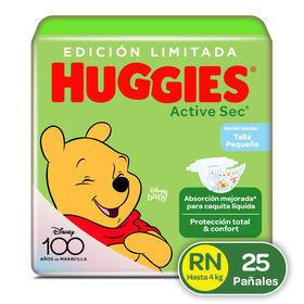 Pañales Huggies Active Sec Etapa 0/RN, 25 uds- (Edición Limitada)