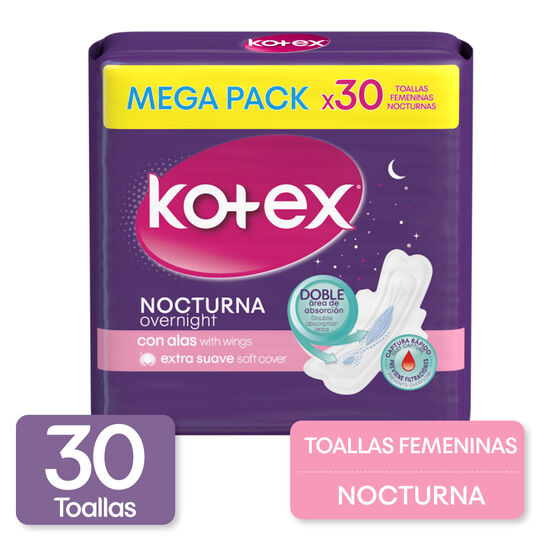 Toallas higienicas Kotex  nocturna con alas, 30 uds