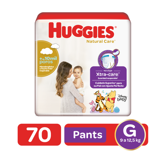 Pañales Huggies Natural Care Etapa4/XG, 100 uds.