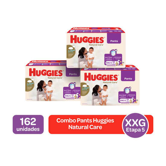 Combo Pants Huggies Natural Care Etapa 5/XXG 54 uds 162 uds