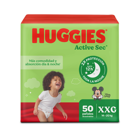 Pañales Huggies Active Sec Xtra-Flex Etapa 5/XXG, 50 Uds